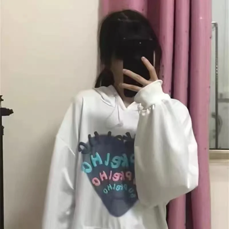 

Harajuku kawaii letter Loves printvelvet 2021 women Hip Hop vintage Streetwear Hoodie y2k Couples grunge sweatshirt Autumn girl