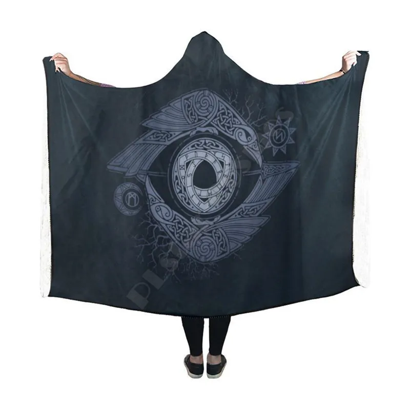 

Viking Raven Odin Eye Hooded Blanket 3D Printed Wearable Blanket Adults kids Blanket blanket throw blanket