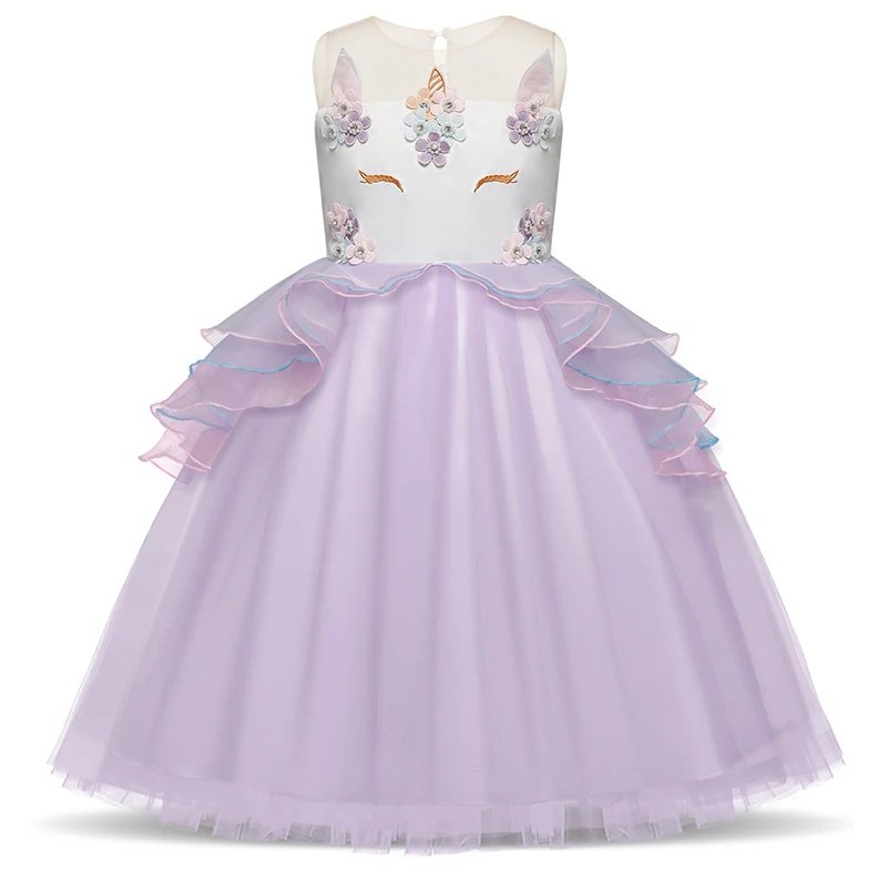 Summer Girls Unicorn Party Dress New Designer Children Prom Ceremonies Gowns Tutu Fluffy Dresses Birthday Princess 8 Years | Детская