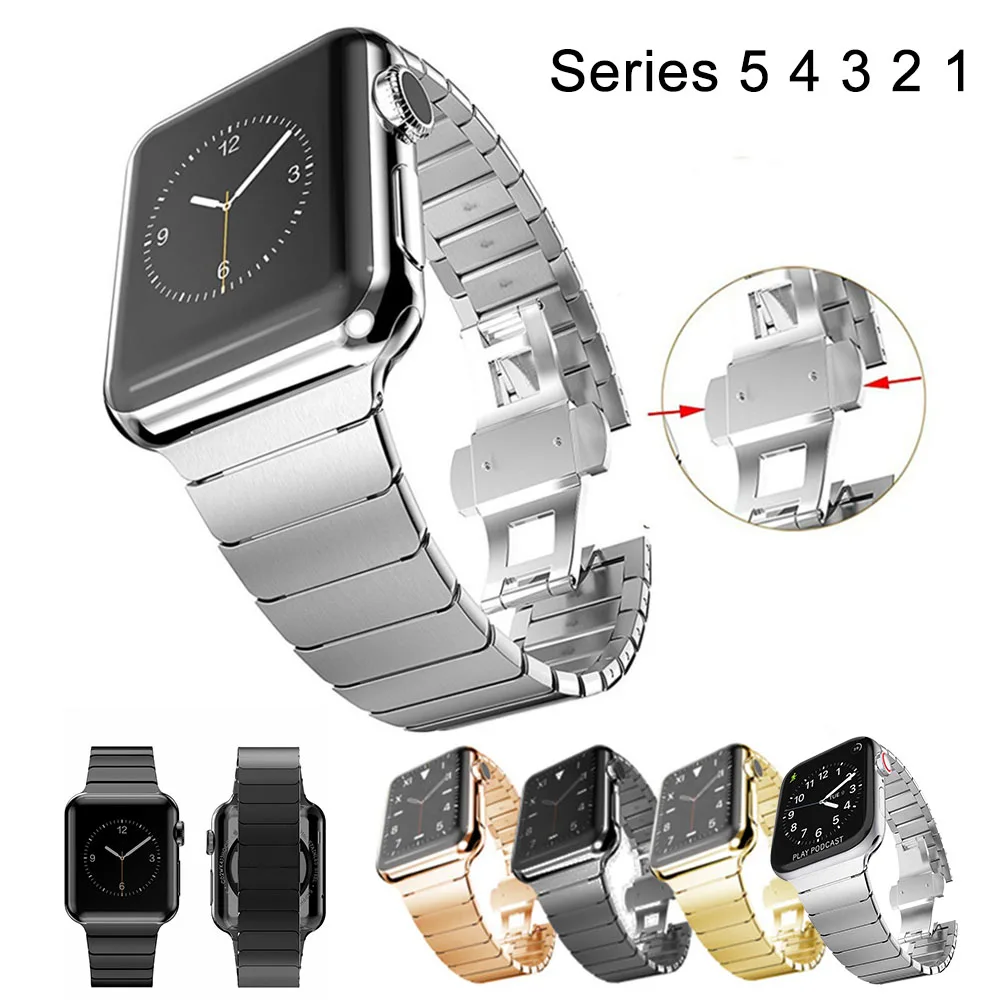Ремешок из нержавеющей стали для Apple Watch Band 44 мм/40 мм Series 5 4 3 2 Link браслет IWatch 42 38