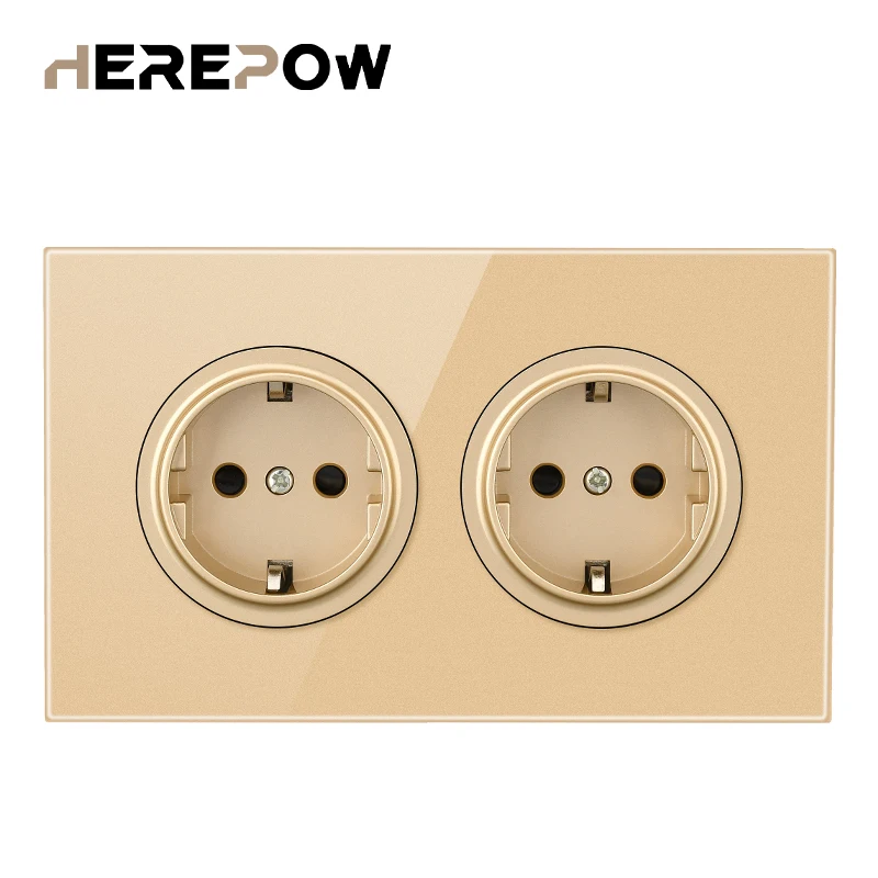Herepow Высококачественная настенная розетка Заземление 16 А стандарт ЕС Двойной