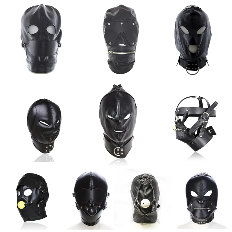 Sm секс черного цвета из искусственной кожи головы повязка капюшон маска