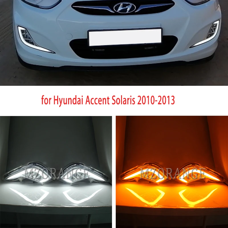 Для solaris для hyundai Solaris головной светильник Accent 2010-2013 led drl дневные ходовые огни противотуманный светильник s 2 шт. головной светильник s Дневной светильник