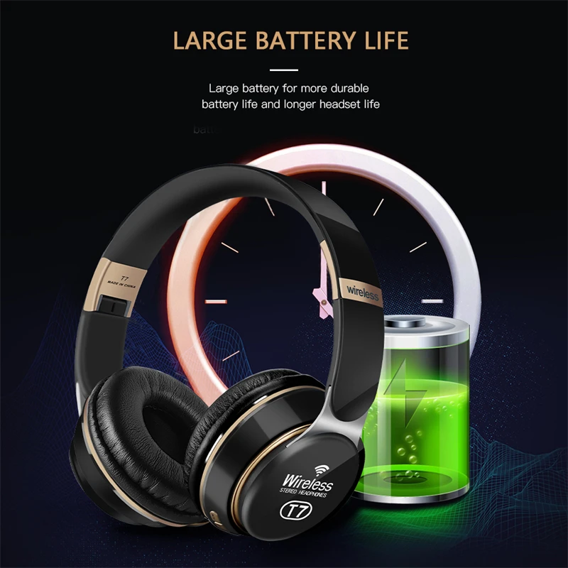 bluetooth headphones over ear hifi head wireless earphones with mic 3d music headset gamer foldable auriculare fone for samsung free global shipping