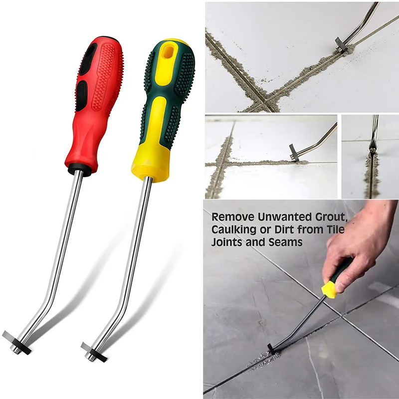 

2pcs/set Tungsten Steel Tile Grout Cleaner Soft Grip Grout Caulking Removal Tile Joints Grout Brush Household Cleaning Tools