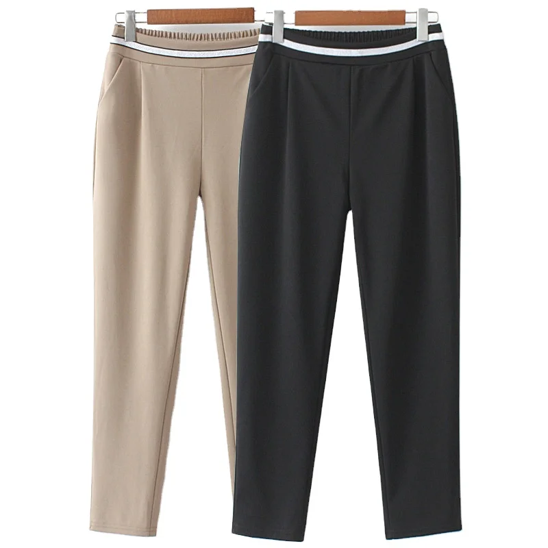 5xl korean trousers for women summer long pants office ladies elastic waist high quality harem pants