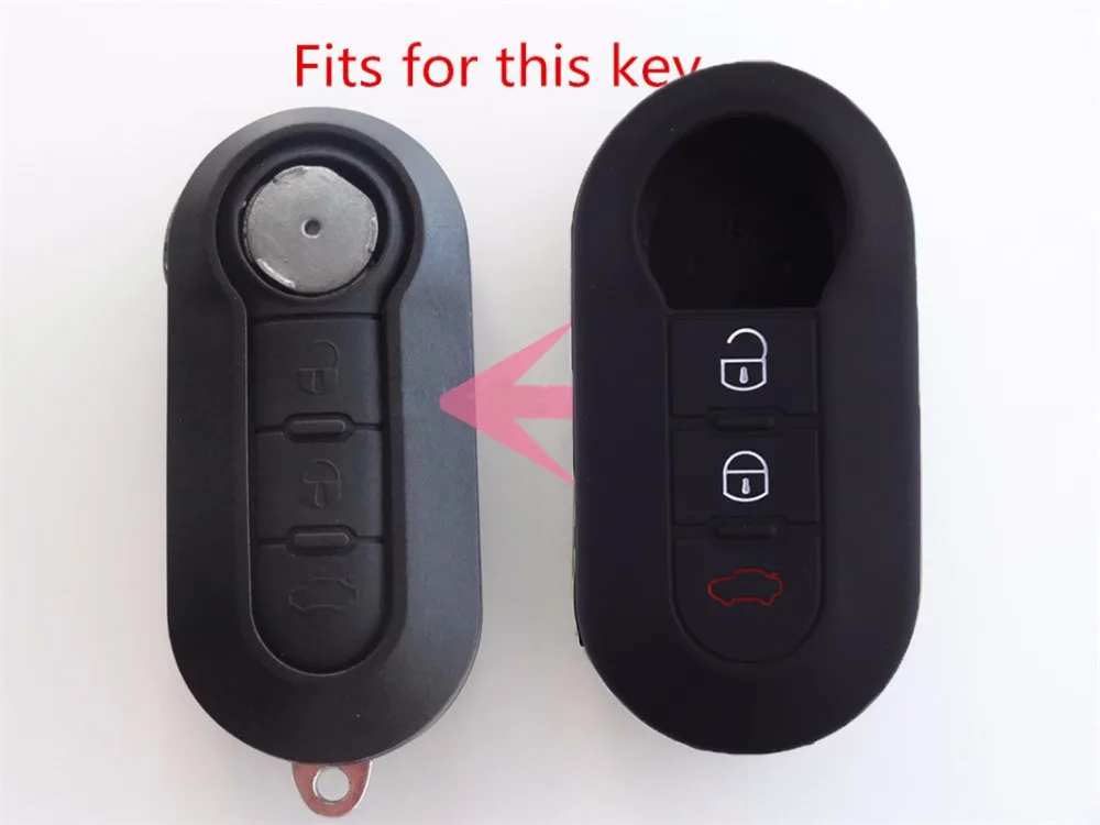 Car Key Case Cover For Fiat 500 Panda Grande Punto Bravo Stilo 500x Abarth Ducato Doblo Peugeot Flip 3 Button Silicone Keychain |