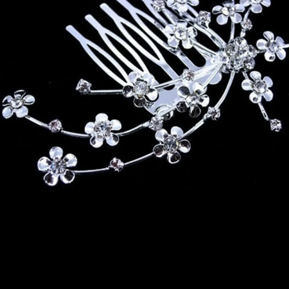Silver Crystal Flower Head Jewelry Hair Care Chic Heaband Girl Personality Bridal Princess Wedding Delicate | Украшения и