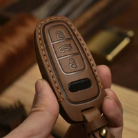 leather 3 button car key case cover protection bag for audi a8 c8 a7 a6 q8 2018 2019 2020 car accessories