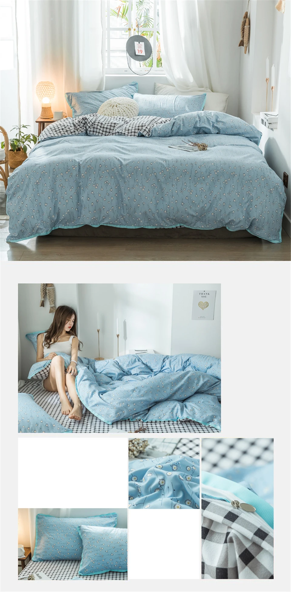 SlowDream Bedding Set Pastoral Style Flowers Bedspread Duvet Cover Set Flat Sheet For Adult Child Single Bed 1.0/1.2 Double