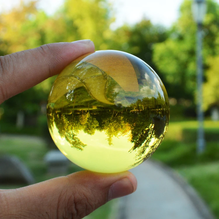 

Colorful Crystal Ball Photographic Ornament Magic Glass Sphere for Gift Souvenir Decoration Yellow Clear Ball K9 Crystal Ball