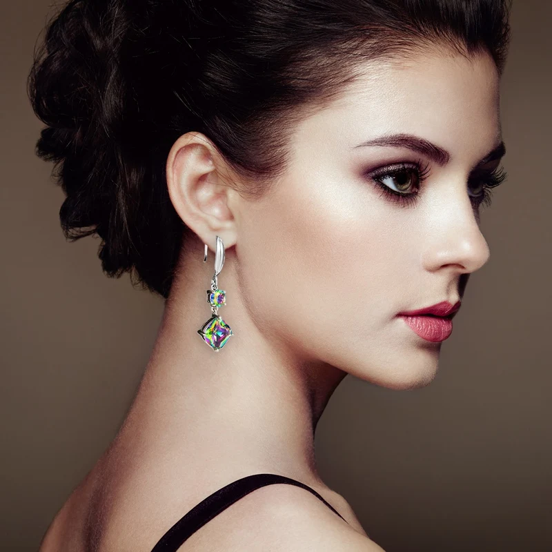 

1pair Long Color Zircon Women's Earrings-Fashion Color Drop Ages 2 Styles Perfect Gift For Girlfriend,Sister,Wife And Mother