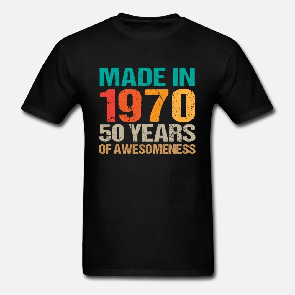 Мужская футболка винтажная сделано в 1970 50 лет подарок на день рождения женская