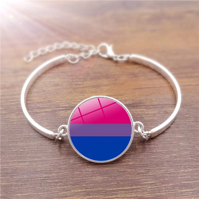 ЛГБТ браслет Bi Pride 20 мм стеклянный кабошон Радужный Флаг Гей Гордость фото