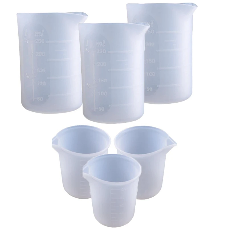 

Силиконовые мерные чашки, 6 шт., 250 мл/100 мл, антипригарные многоразовые силиконовые чашки для смешивания, прочные, легко чистящиеся, для эпокс...