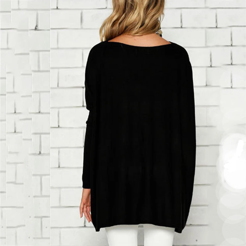 Осенне зимняя модная однотонная женская футболка с круглым вырезом и длинными