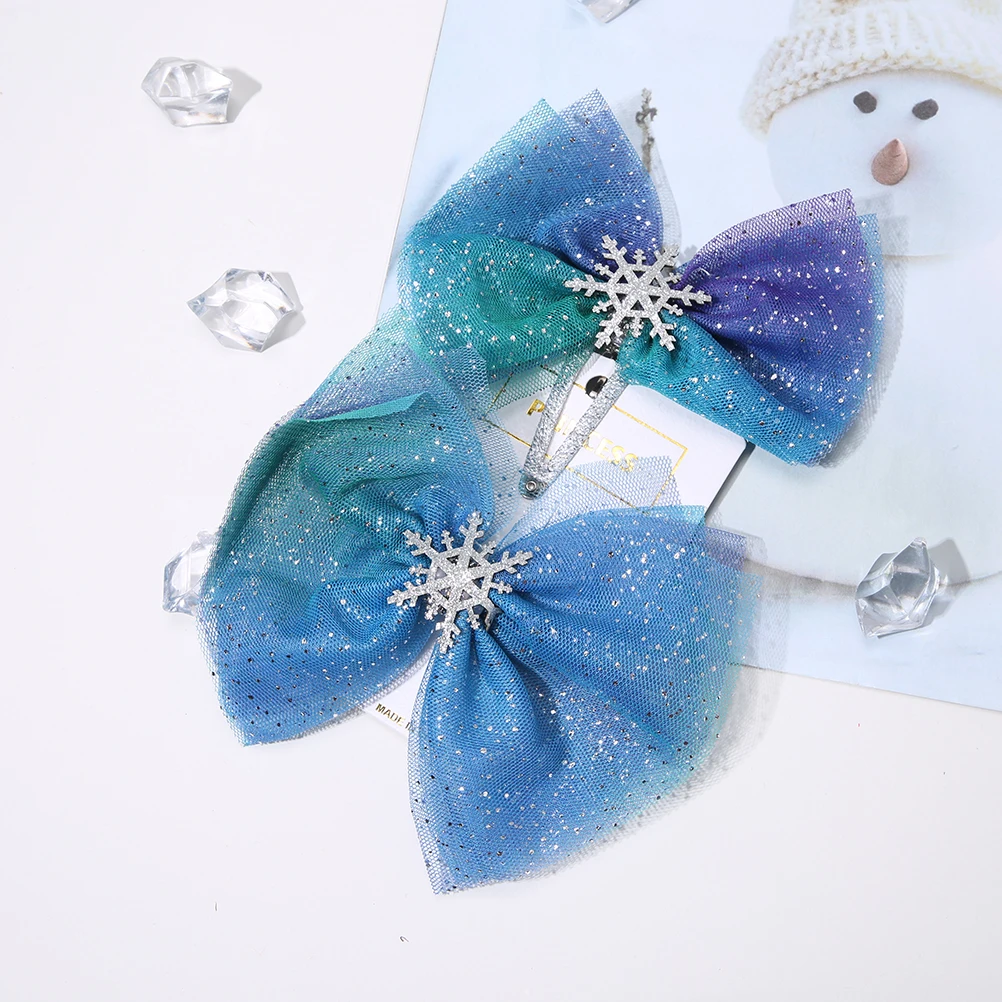 Barrettes Set 7 MISM 1pc Blue Sequins Bow Scrunchy Snowflake Bobby Clips Starry Hair Clips Girls Rubber Bands Hair Accessories Christmas Gifts - Цвет: Barrettes Set 7