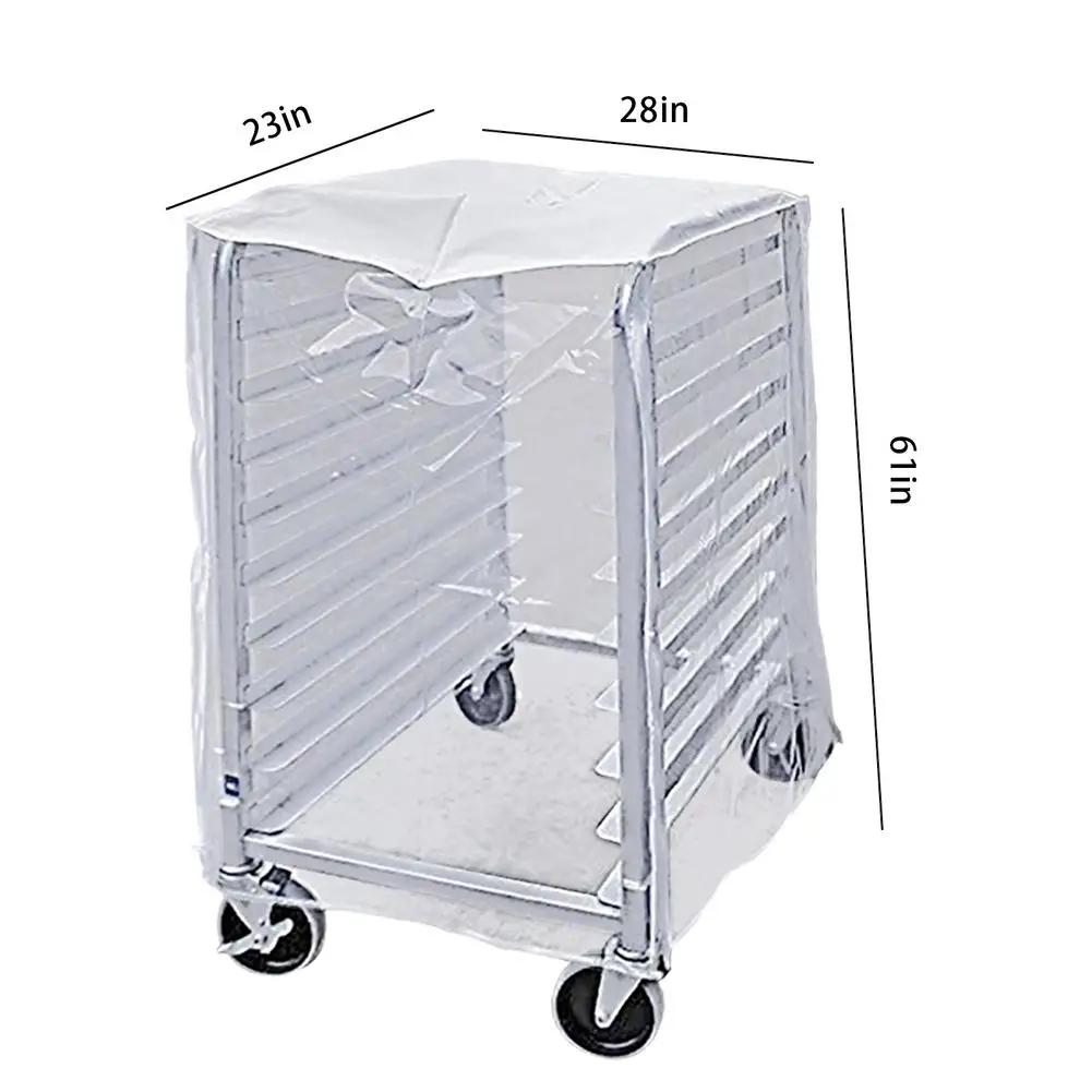 

Baking Pan Bread Pan Rack Cover Durable Movable Cake Pan Rack Traybaking Trolley Transparent Dust Cover