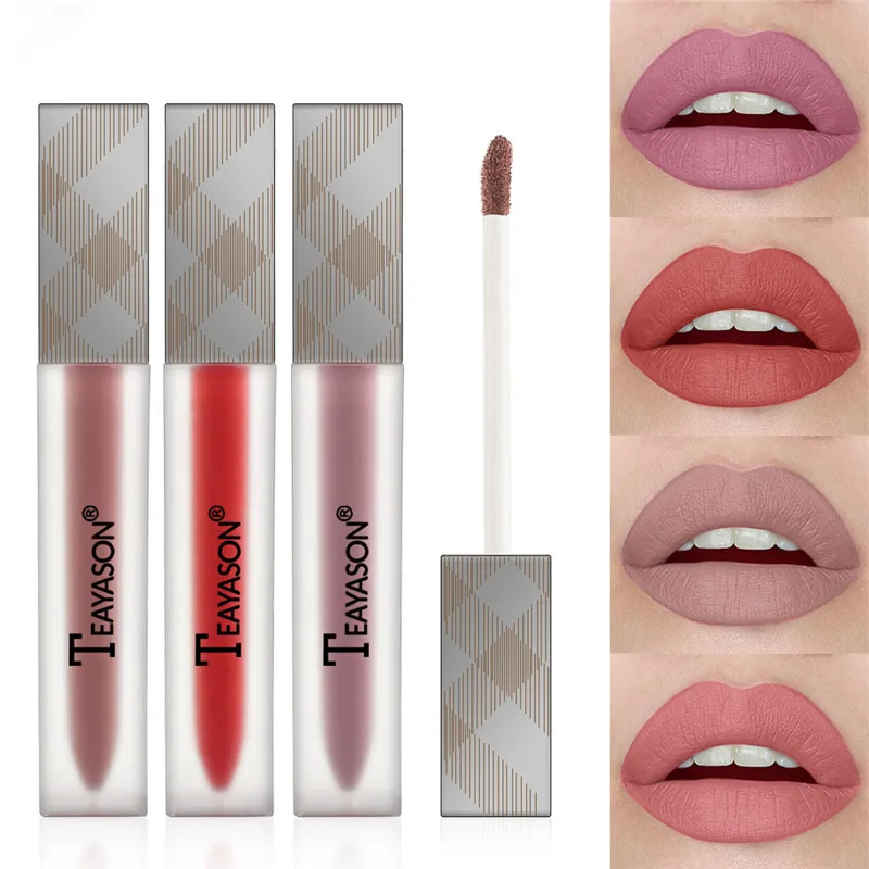 

12 Colors Matte Nude Lipgloss Sexy Liquid Lipstick Cream Matte Long-Lasting Waterproof Cosmetics Velvet Beauty Makeup Lip Tint