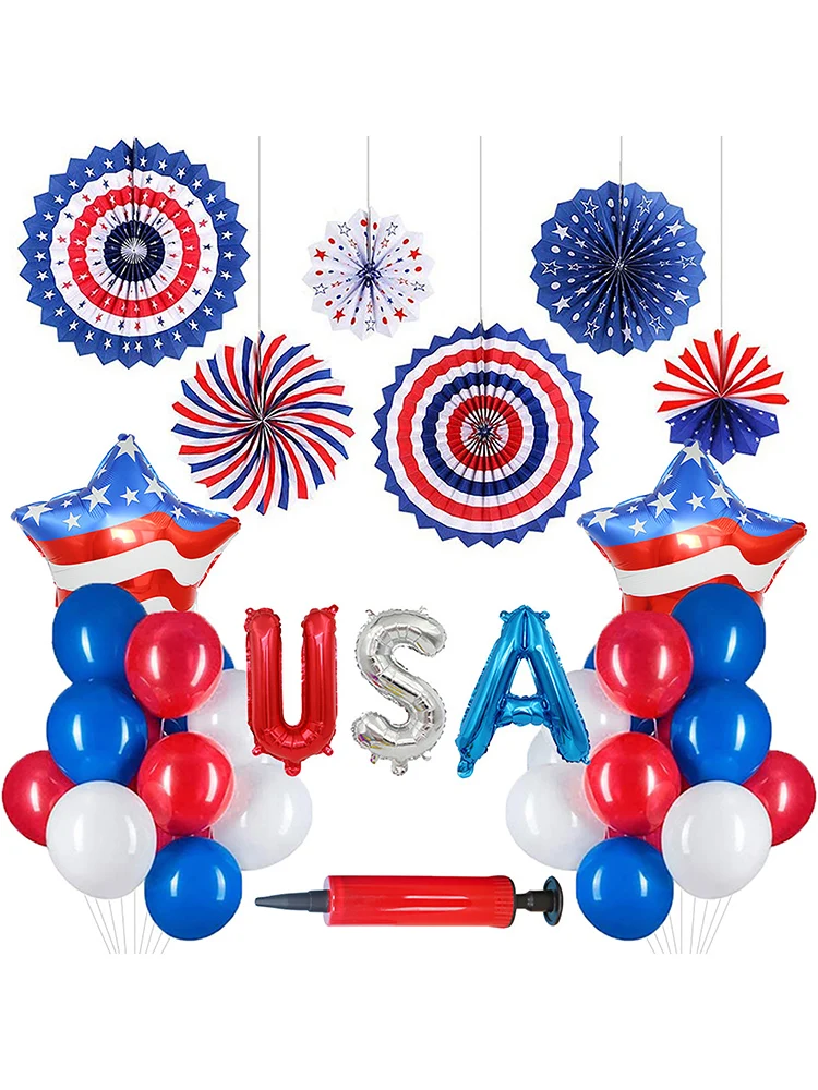 

American Independence Day 16-inch USA Aluminum Foil Balloons Five-pointed Star Flag Aluminum Foil Balloon Set Holiday Decoration