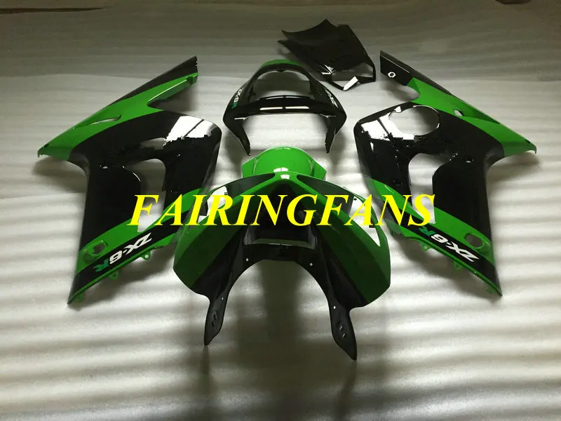 Комплект обтекателей под давлением для KAWASAKI Ninja ZX6R 636 03 04 ZX 6R 2003 2004 Зеленые Черные