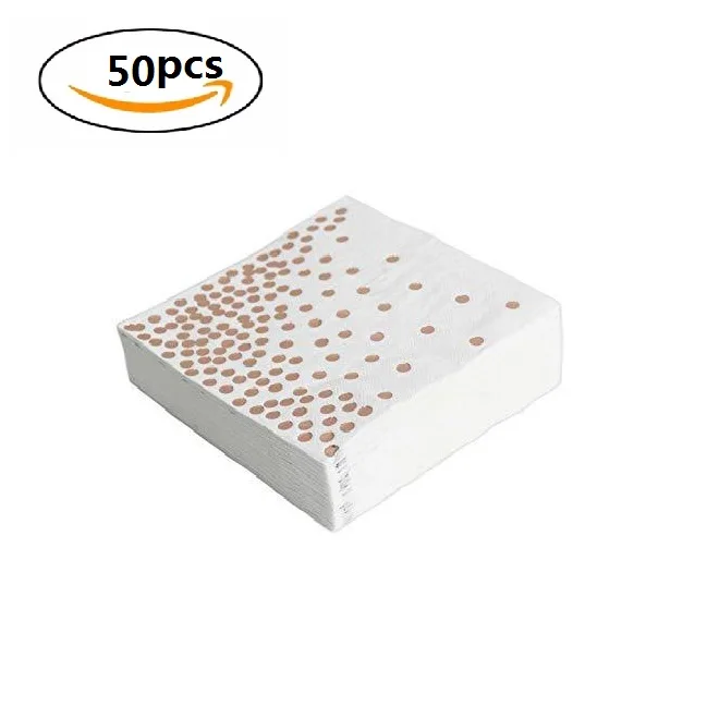 Rose Gold napkin 50 50 шт., 9 унций, одноразовые салфетки, скатерть, полотенце, розовое золото, ободок, прозрачные пластиковые стаканчики, для свадьбы, дня рождения, вечеринки, вечерние украшения, набор - Цвет: Rose Gold napkin 50