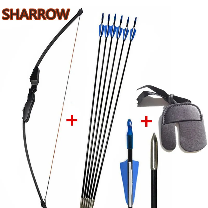 Стрельба из лука Искусственный Лук 40 фунтов прямой охотничий лук Рекурсивный с 6