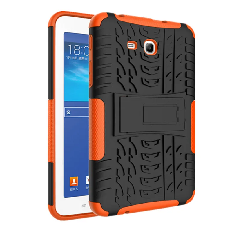 Orange and Black Чехлы для планшетов для Samsung Galaxy Tab 3 Lite 7,0 ''T110 чехол Гибридный армированный противоударный прочный двойной-Слои Kistand Крышка для SM-T111 - Цвет: Orange and Black