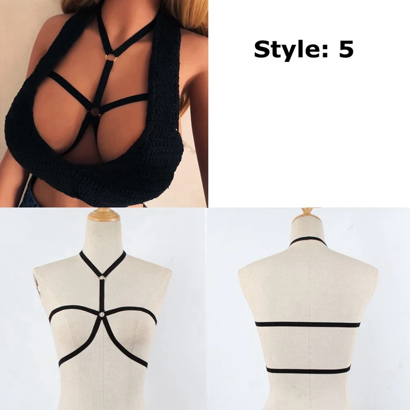 Style5 1 шт. 6 стилей пикантные Для женщин мягкий полиэстер ремень нижнее белье, бандажный бюстгальтер полые клетка жгут бюстгальтер, чашечки расположены рядом, пуш-ап, кроп-топы летние пляжные бюстье - Цвет: Style5
