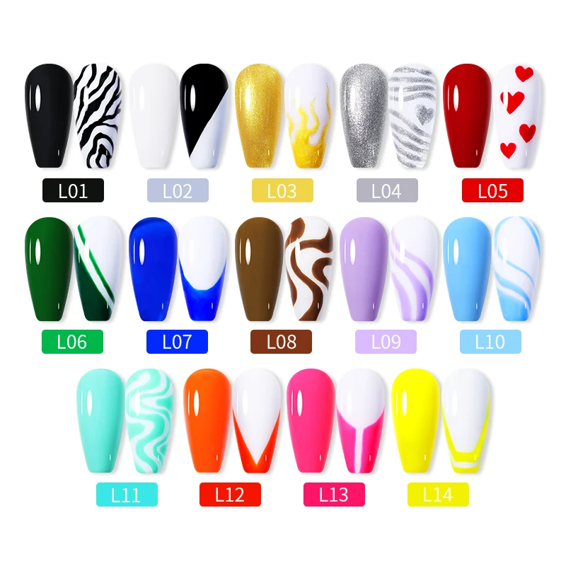 LILYCUTE 5ml Nail Gel Polish 14 Colors Nail Art Line Polish Gel For UV/LED Paint Nails  Pulling Line Silk Drawing Decoration images - 6