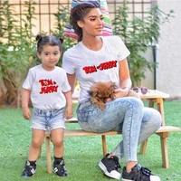 2021 summer breathable family matching t shirts short sleeves leisure style white pulovers mother and children casual clothes