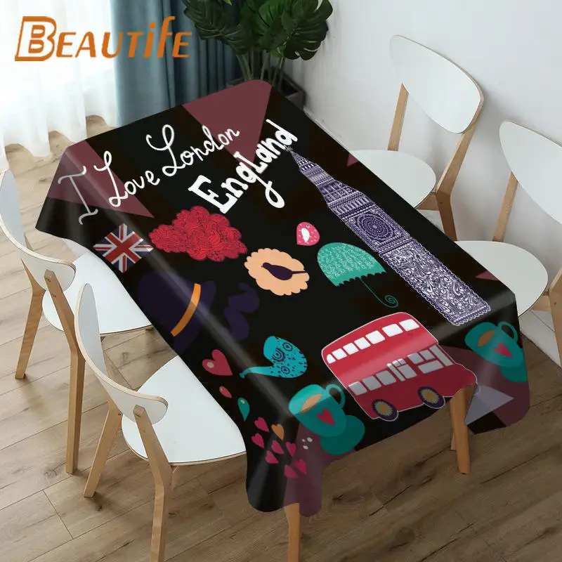 Скатерть в виде мультяшного Лондона Модный стильный водонепроницаемый чехол для