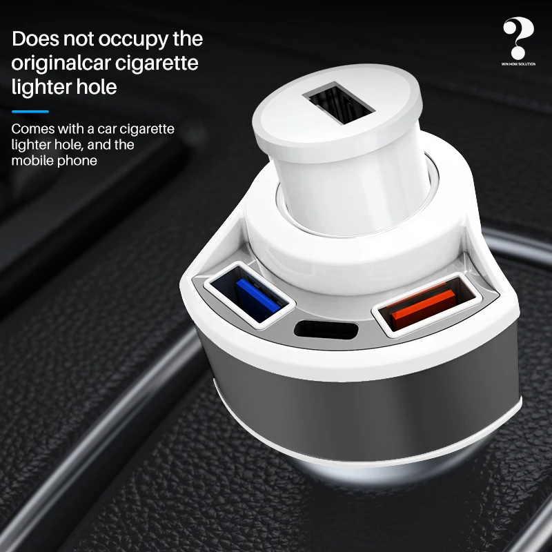 Автомобильное зарядное устройство WIN HOW QC3.0 быстрая зарядка USB-зарядное типа C
