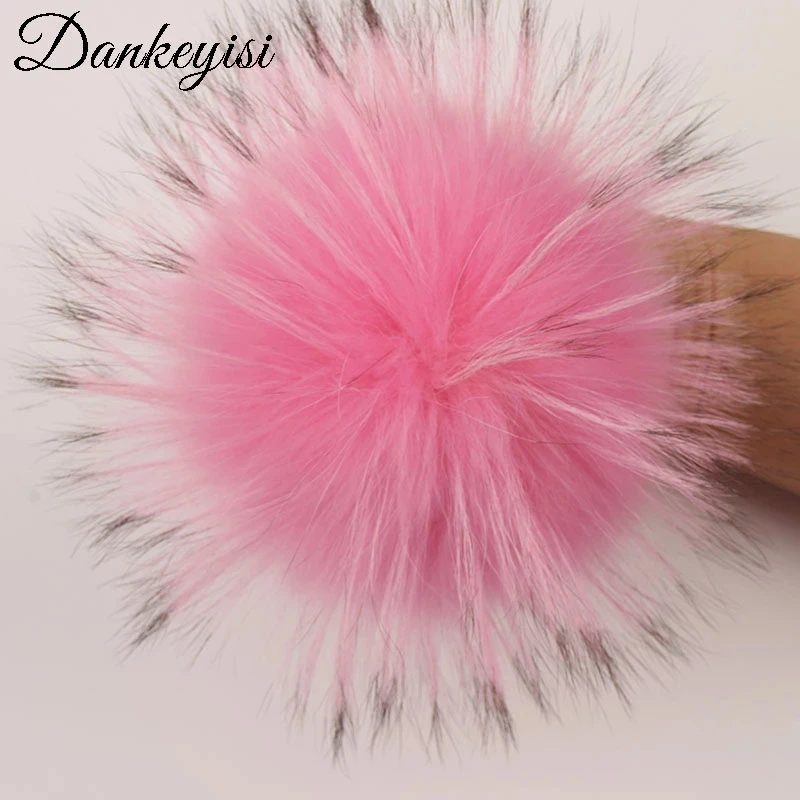 

Шарики-Помпоны из меха енота DANKEYISI «сделай сам», помпоны из натурального меха для шляпа и сумка, аксессуары для обуви, шарфов, 15-16 см