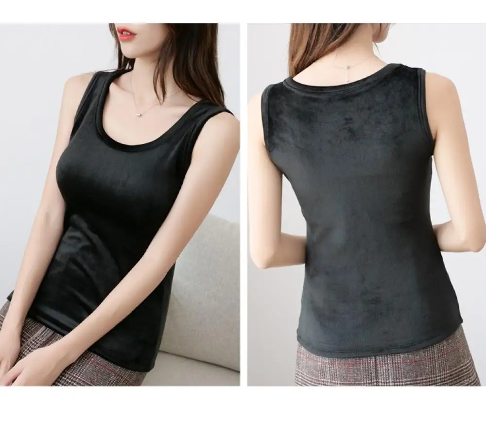 Autumn Winter Women White Warm Vest Slim Corset O-Neck Sleeveless Female Sexy Tops Ladies T-Shirt Underwear