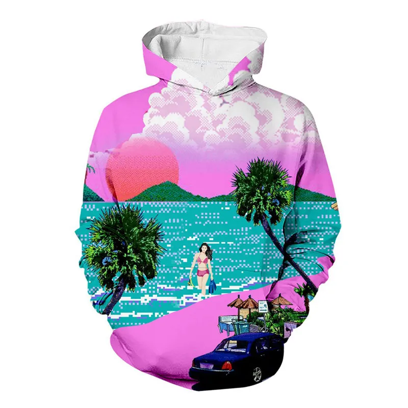 Beach Dreams Hoodie Hipster Vaporwave Funny Streetwear Winter Unisex Pullover Cool Fashion Couple Men's Sweatshirt Dropship | Мужская