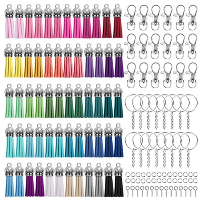 

350 Pcs/Set Key Chain Rings DIY Crafts Jewelry Earrings Making Accessories Keychain Tassel Pendants
