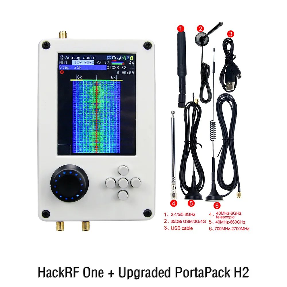 Günstig Neue SDR Raido HackRF Ein Und PortaPack H2 0,5 Ppm TXCO Kunststoff Shell Mit Batterie Im Inneren Montiert Optional Antenne