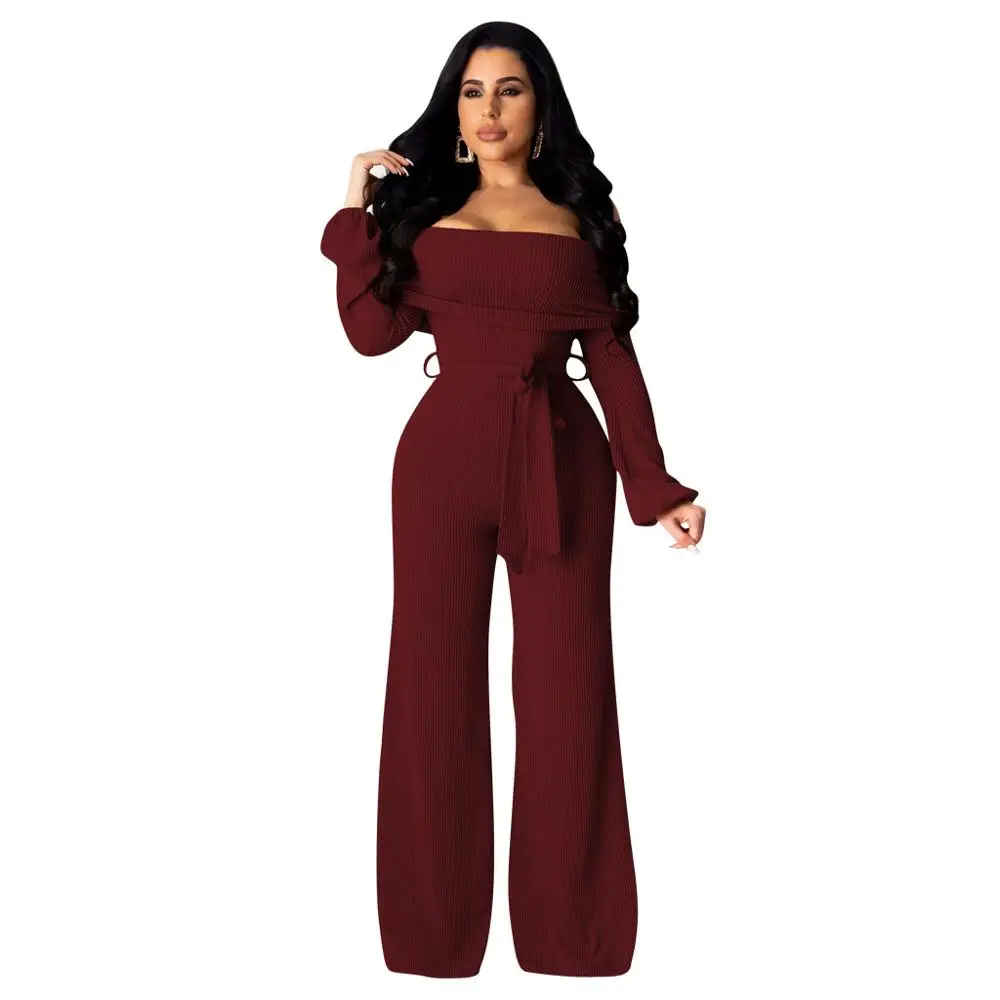 Wine red Женские Сексуальные облегающие боди из полиэстера, повседневные Длинные Комбинезоны, комбинезоны - Color: Wine red