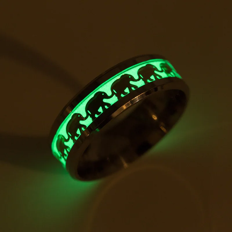 

Bxzyrt Elephant Luminous Animal Rings Vintage Stainless Steel Golden Ring For Men Women Luminous Glow In The Dark Rings Jewelry