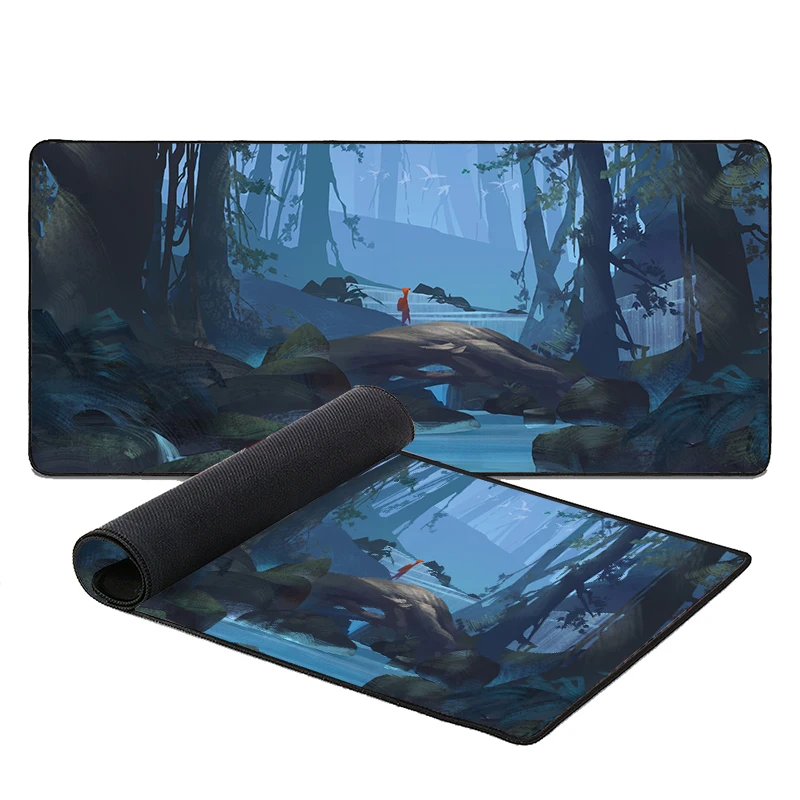 

Forest Brook Iandscape Mouse Pad Art illustrations Mausepad XL Gaming Accessories Gamer PC Keyboard Computer Desk Mat Mousepad
