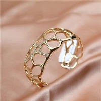 european and american new opening irregular hollow crystal personality wide face contracted womens bracelet