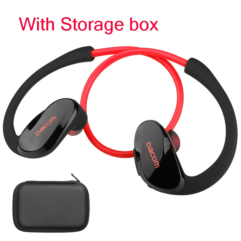 Red with Storage Dacom Athlete Bluetooth 5,0 гарнитура беспроводные наушники спортивные стерео наушники с микрофоном - Цвет: Red with Storage