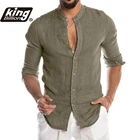 Новинка 2021 KB, мужская повседневная блузка, рубашка из хлопка и льна, свободные топы, футболка с короткими рукавами, Повседневная Красивая Мужская рубашка на весну и осень
