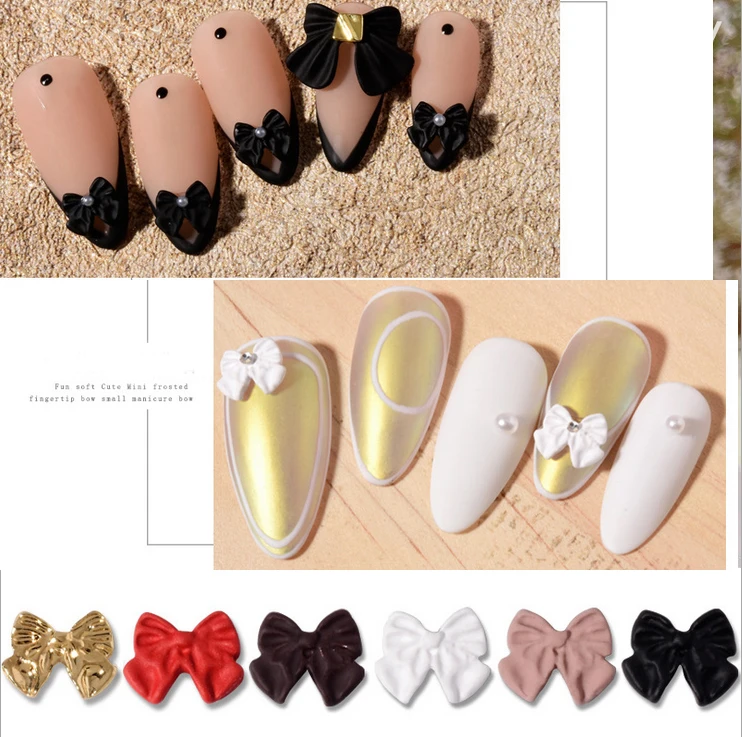 

50pcs/lot, 3d Nail Art Bowknots Shapes Acrylic For Nail Tips Decorations