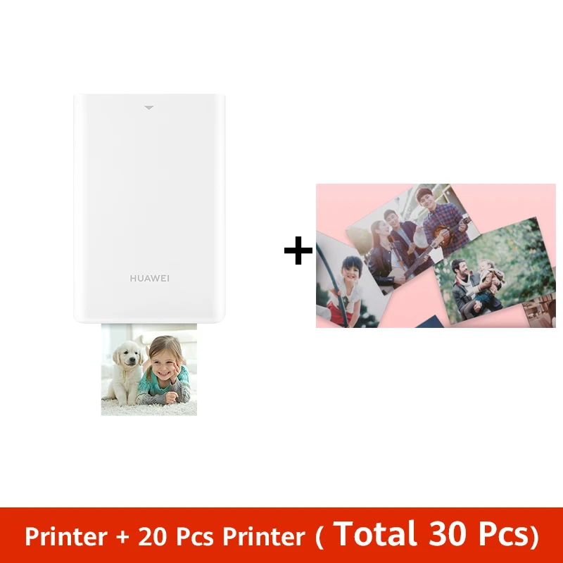 Original Huawei Honor Pocket Photo Printer Zink Portable Photo Printer AR Printer 300dpi Bluetooth 4.1 Support DIY Share 500mAh - Цвет: Add 20pcs paper