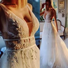 Летние кружевные богемные свадебные платья 2022, V-образный вырез, бохо, кружевное женское пляжное свадебное платье, платье с юбкой, Lakshmigown