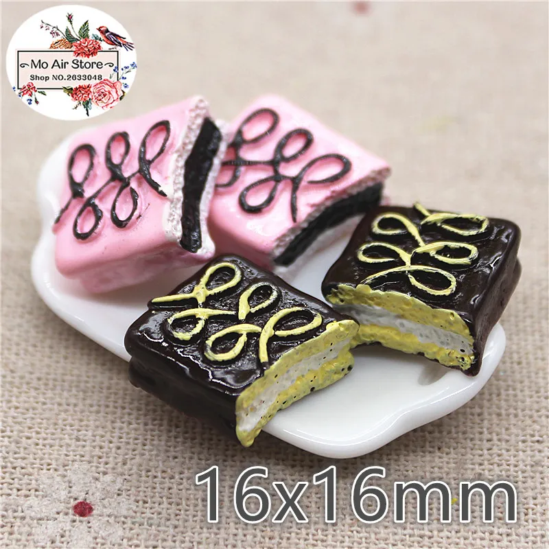 

Chocolate cake 10PCS 16mm Resin Flatback Cabochon Miniature Food Art Supply Decoration Charm Craft