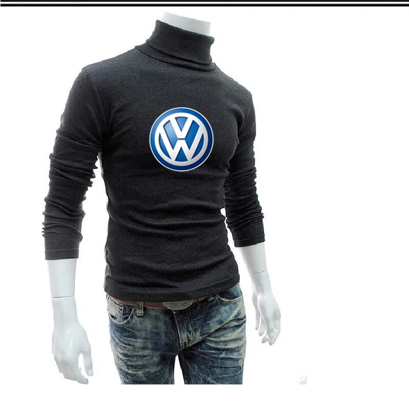 

car LOGO autumn and winter 2021 men's sweater high collar solid color casual simple slim brand knitted pullover