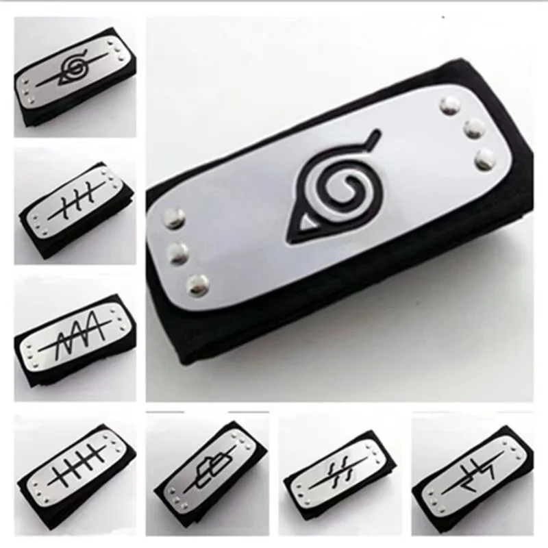 

Ninja Headband For Cosplay Japanese Anime Logo Metal Plated Headwear Forehead Protector Role-playing props Wholesale